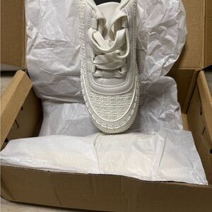 Women's White/Cream colored Sneakers with thick soles